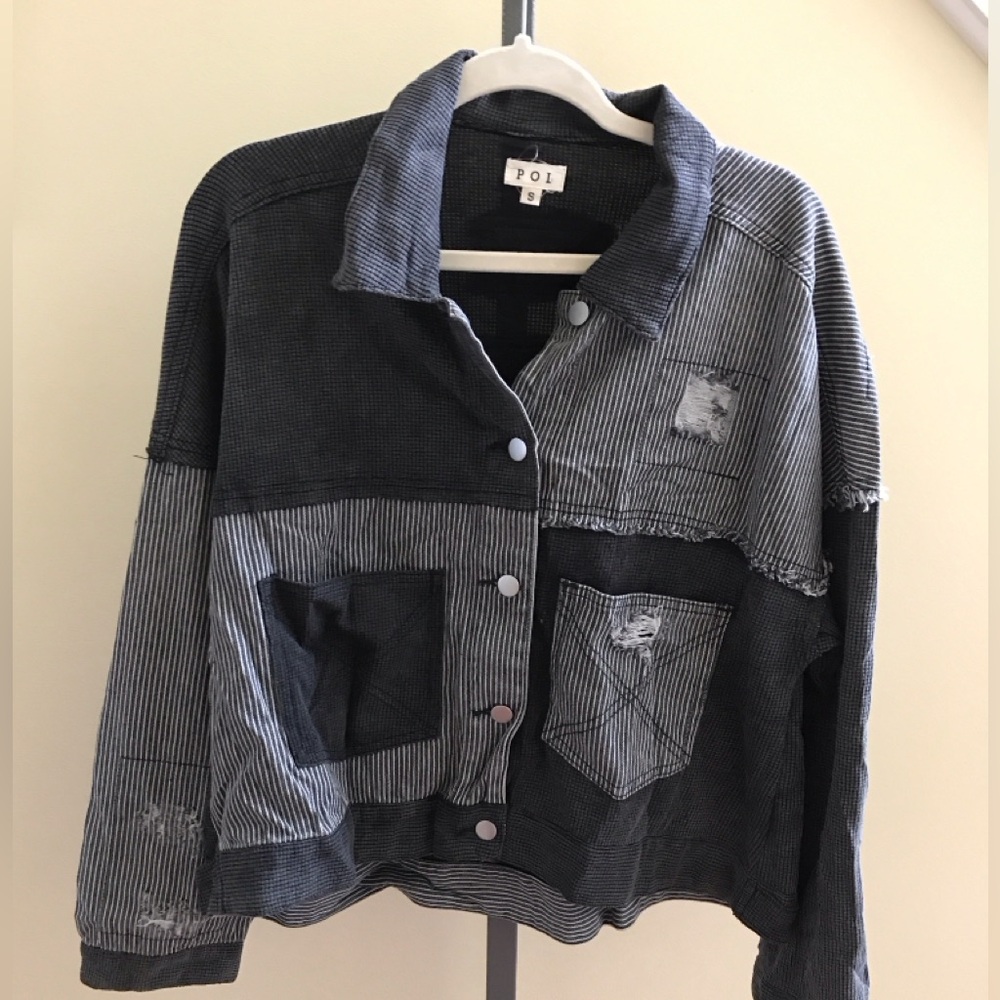POL Black and Gray Patchwork Jacket NWOT
